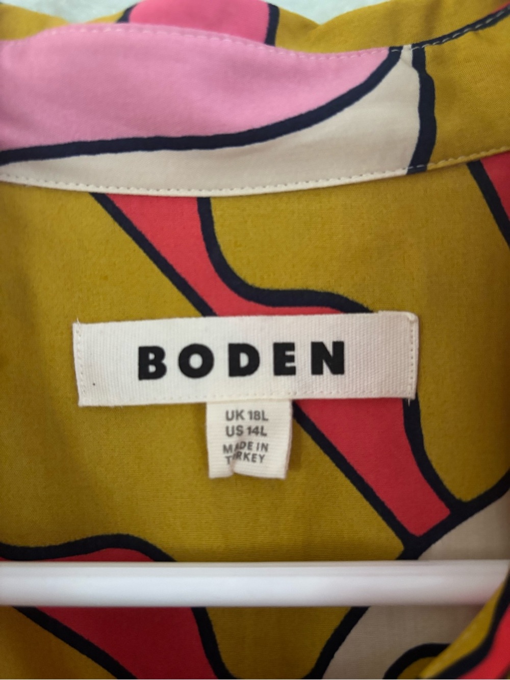 Colorful Graphic midi Shirt Dress in Pink, Yellow & Green - Picture 2 of 2